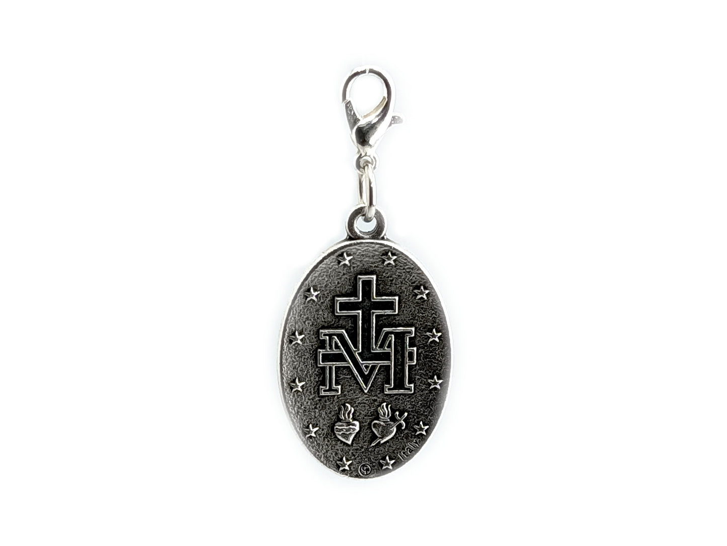 Miraculous Medal unique rosary beads devotional alloy medal with silver plated lobster clasp.