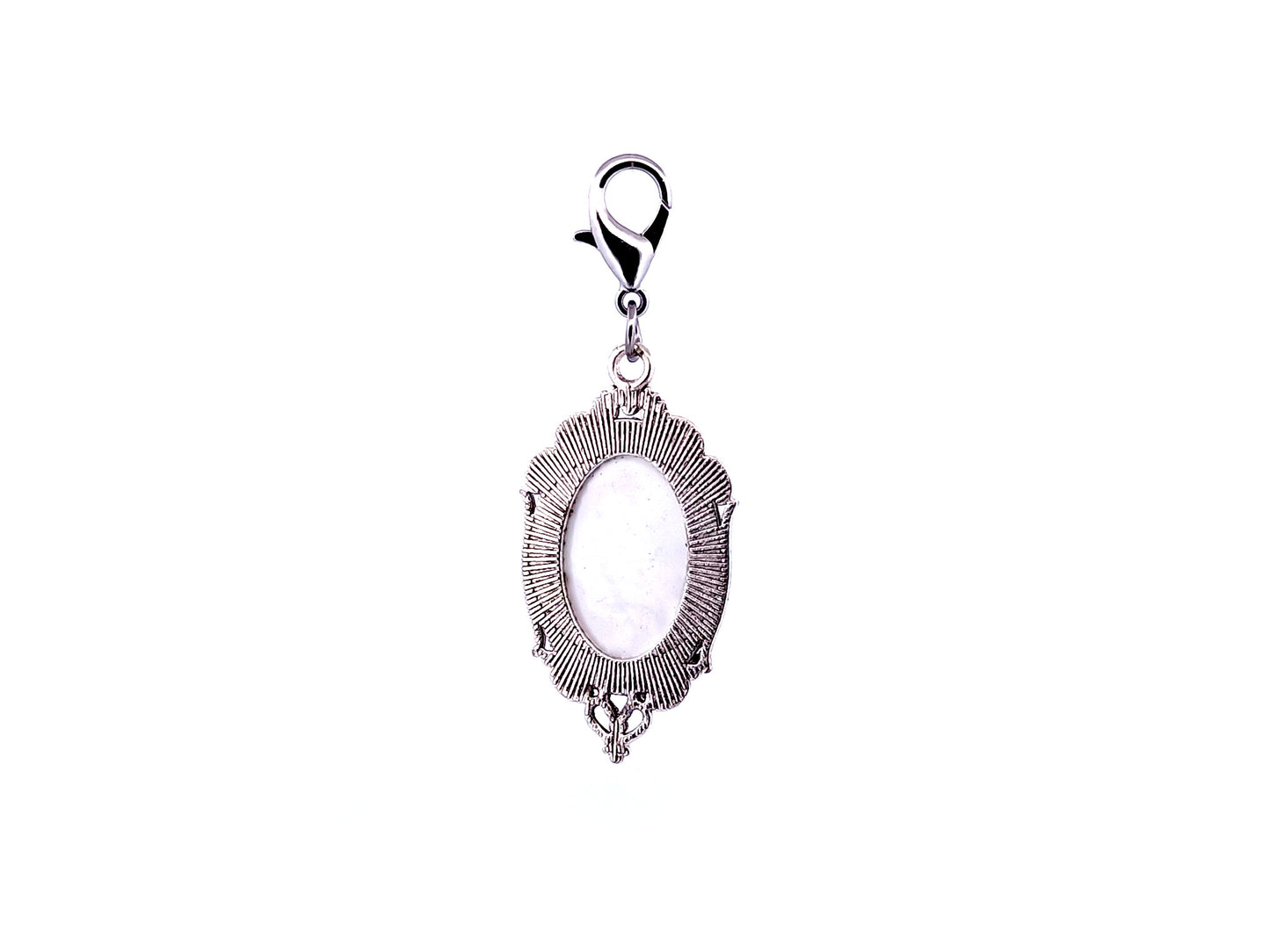 Saint Catherine of Sienna unique rosary beads domed picture medal key fob with silver lobster clasp.