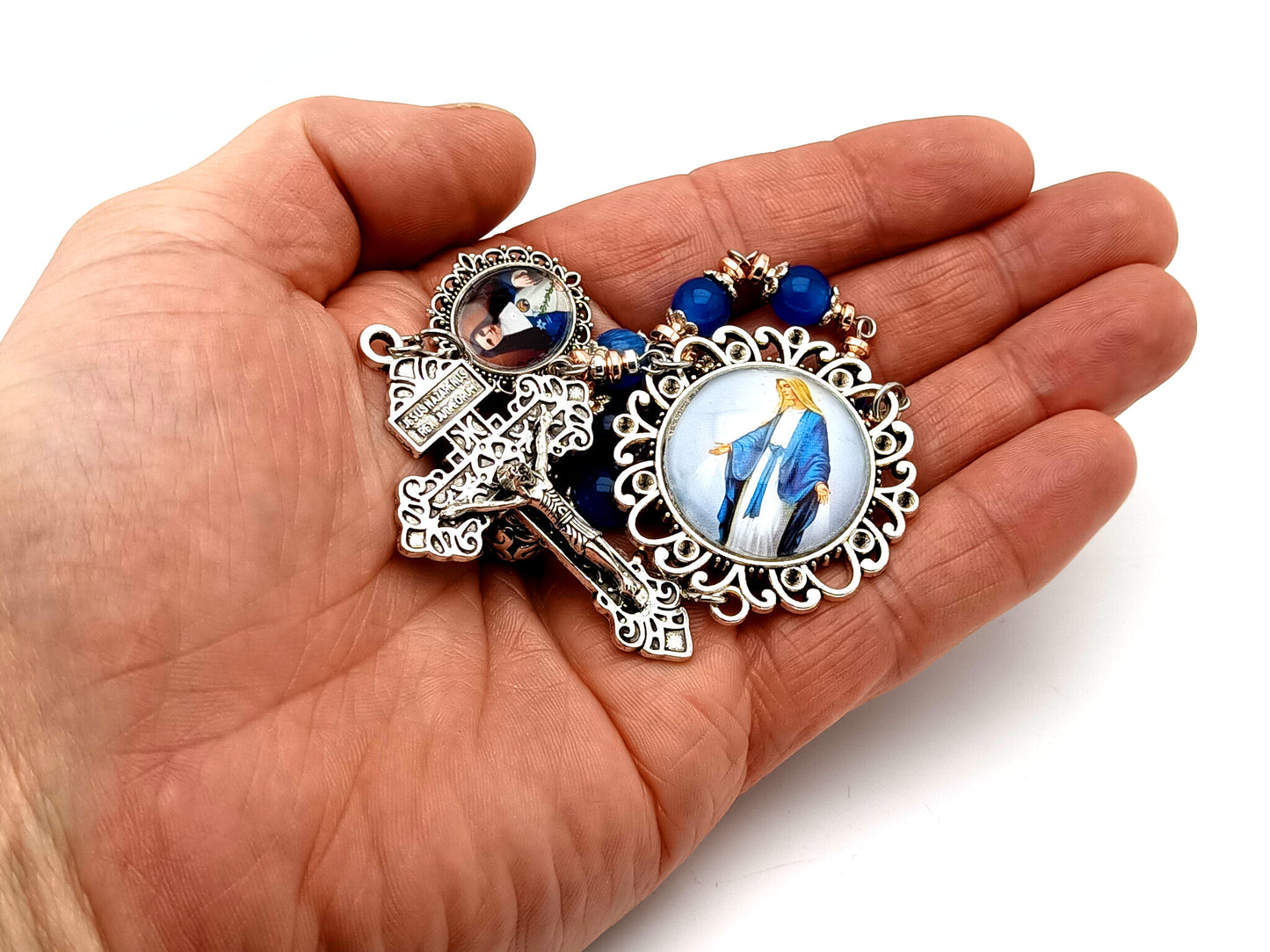 Our Lady of Grace and Mother Mariana de Jesus Torres unique rosary beads large single decade rosary beads.