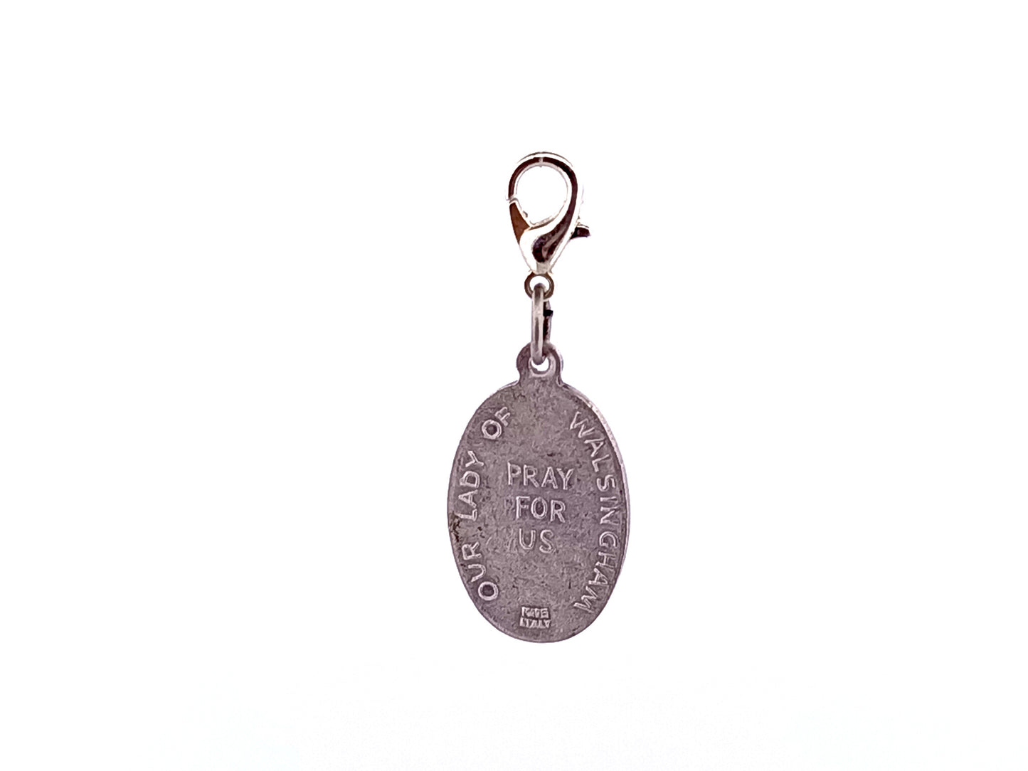 Our Lady of Walsingham unique rosary beads medal key fob with lobster clip.