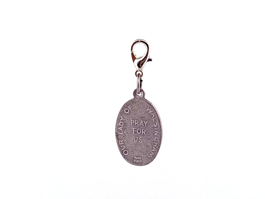 Our Lady of Walsingham unique rosary beads medal key fob with lobster clip.