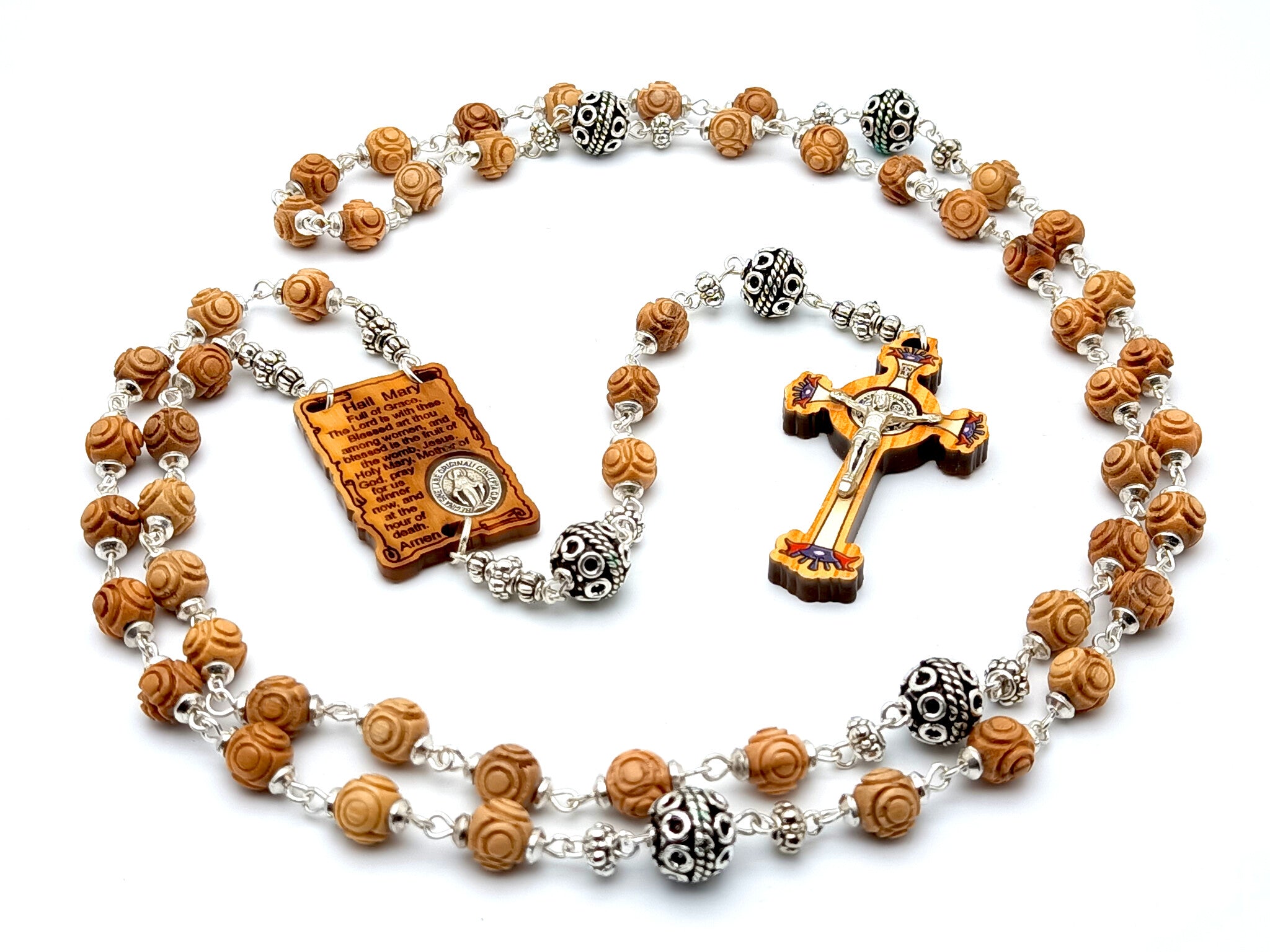 Catholic Rosary, St. Michael Handmade Wooden Rosary