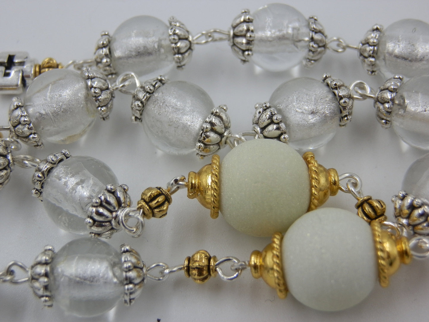 Stunning St. Ann prayer chaplet, Handcrafted glass beads, St. Benedict Crucifix, St. Anne Rosaries, Rosary beads, Heirloom Rosaries.
