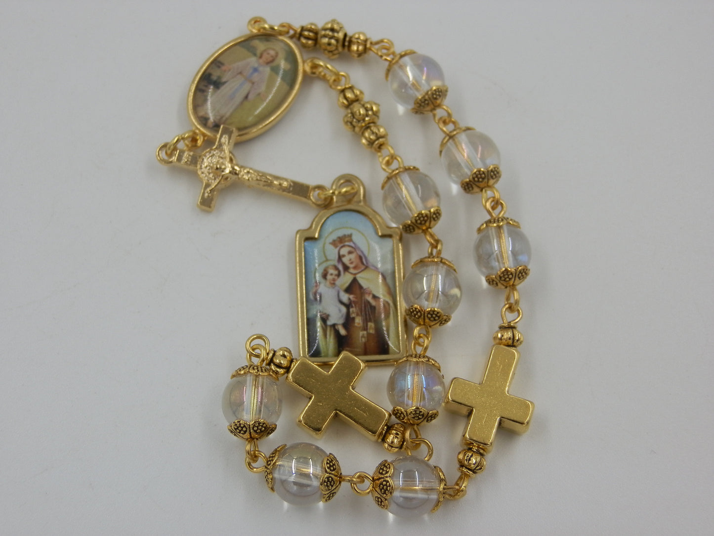 Our Lady of Mount Carmel prayer chaplet beads, Holy Face prayer Beads, Veronica's veil Rosaries, Rosaries, Brown scapular travel beads.