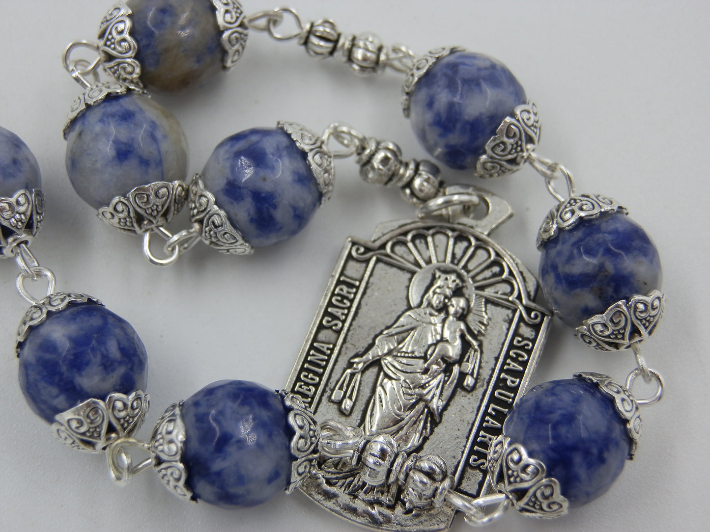 Our Lady of Mount Carmel prayer bead chaplet, Brown scapular handcrafted chaplet prayer Beads, Rosary beads, Men's pocket prayer beads.