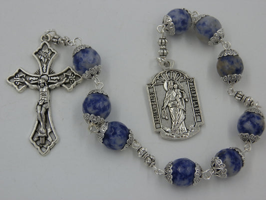 Our Lady of Mount Carmel prayer bead chaplet, Brown scapular handcrafted chaplet prayer Beads, Rosary beads, Men's pocket prayer beads.