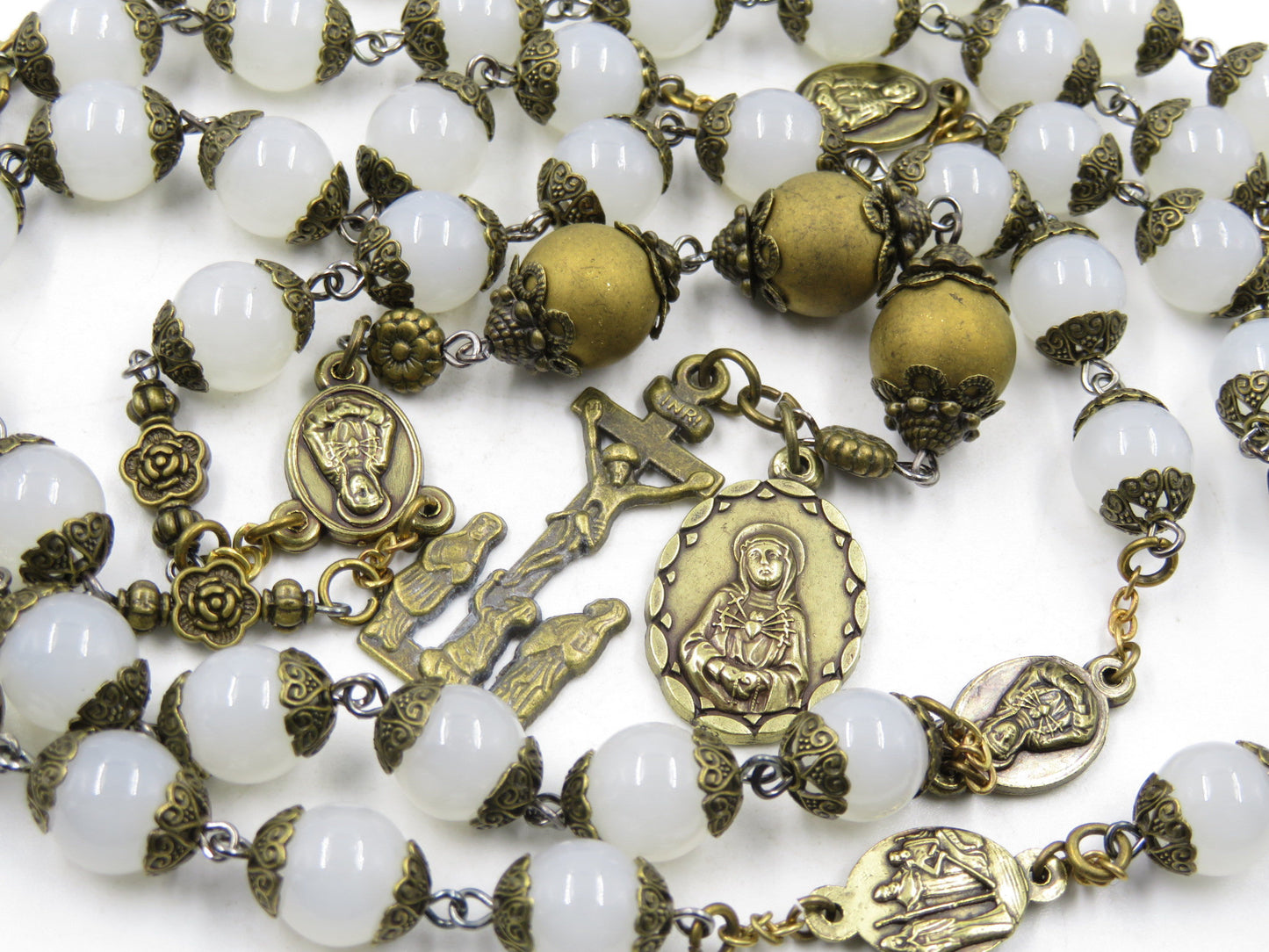 Heirloom gift Dolor Catholic Rosary beads, Our Lady of Sorrows rosary, Sorrowful rosary, Dolour rosary beads, 7 bead Sorrows of Mary.