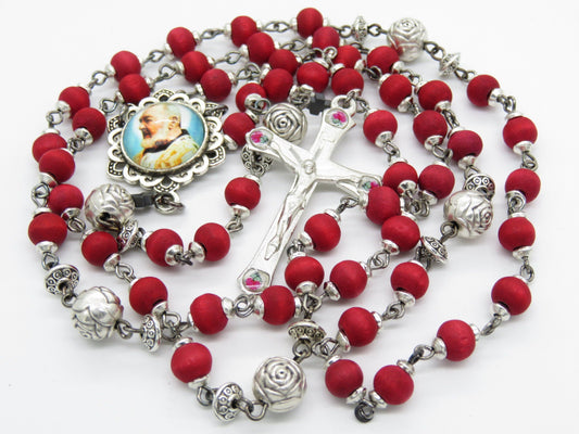 St. Padre Pio wooden handcrafted Rosaries, Wooden Rosary beads, Rose Crucifix, St. Pio Rosary beads, rosary beads, Men's Rosaries.