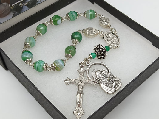 Saint Joseph handcrafted single decade prayer Beads, Sacred Heart Rosary beads, Rosary beads, Child Jesus, Men's pocket prayer beads.