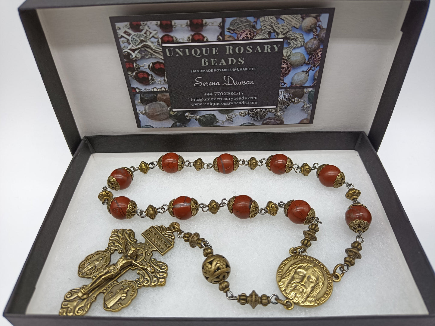 Holy Face of Jesus antique style single decade rosary, Men's tenner rosary beads, Turin Shroud Pocket Rosary beads.