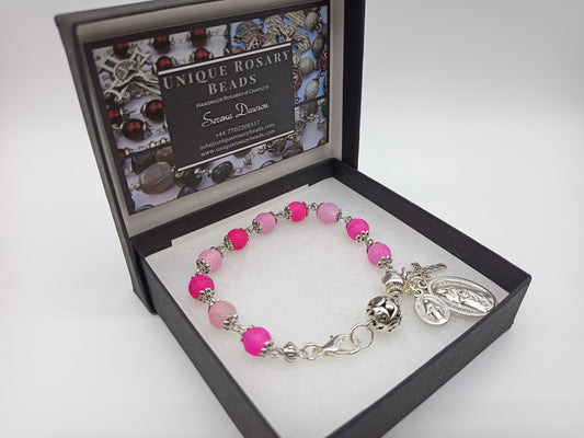 Our Lady of Divine Providence medal single decade rosary bracelet, Celtic Crucifix, Miraculous medal rosary beads, Pocket Rosary beads.