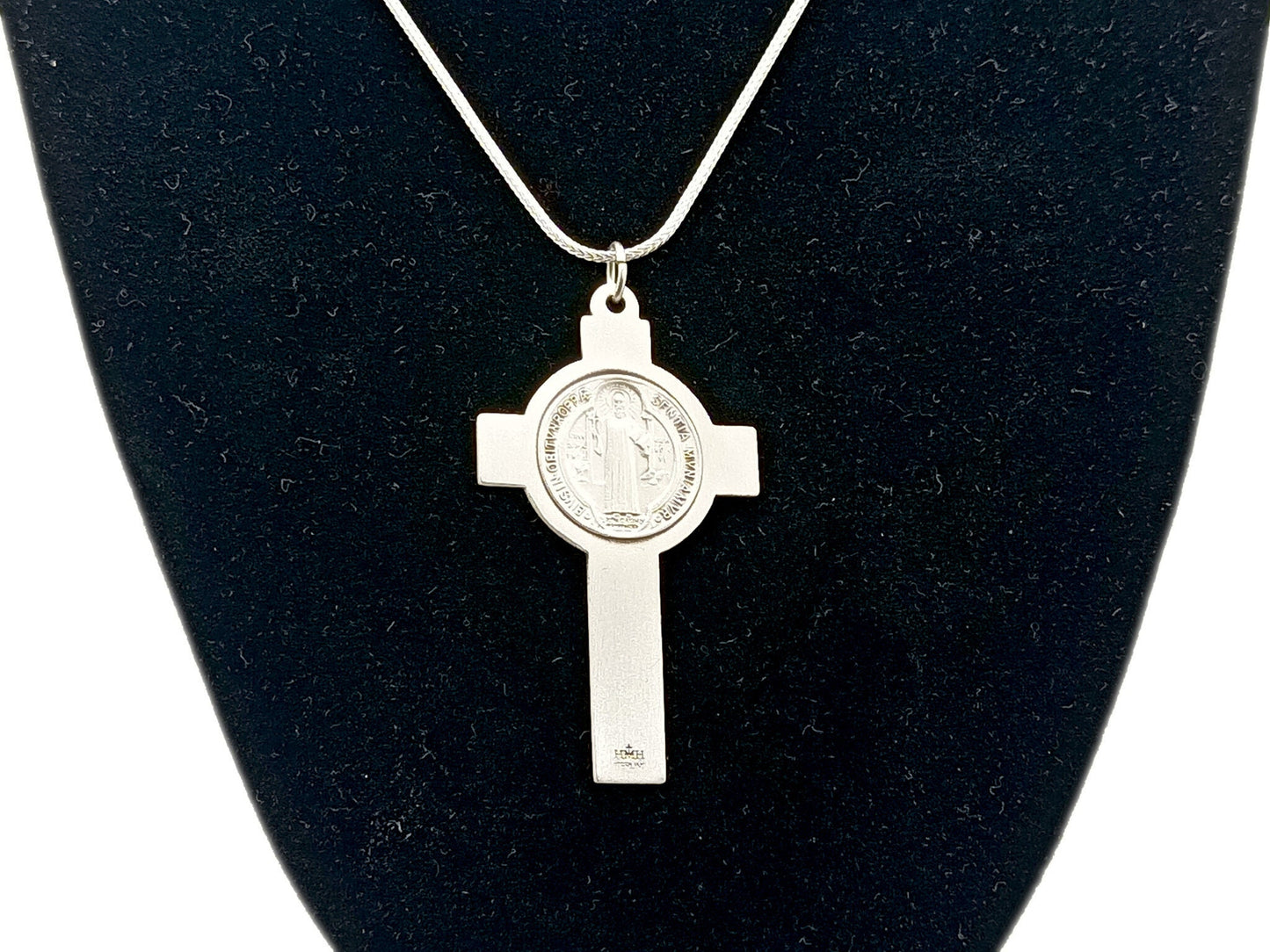 Unique rosary beads genuine 925 Sterling silver Saint Benedict crucifix with solid sterling 925 silver chain.