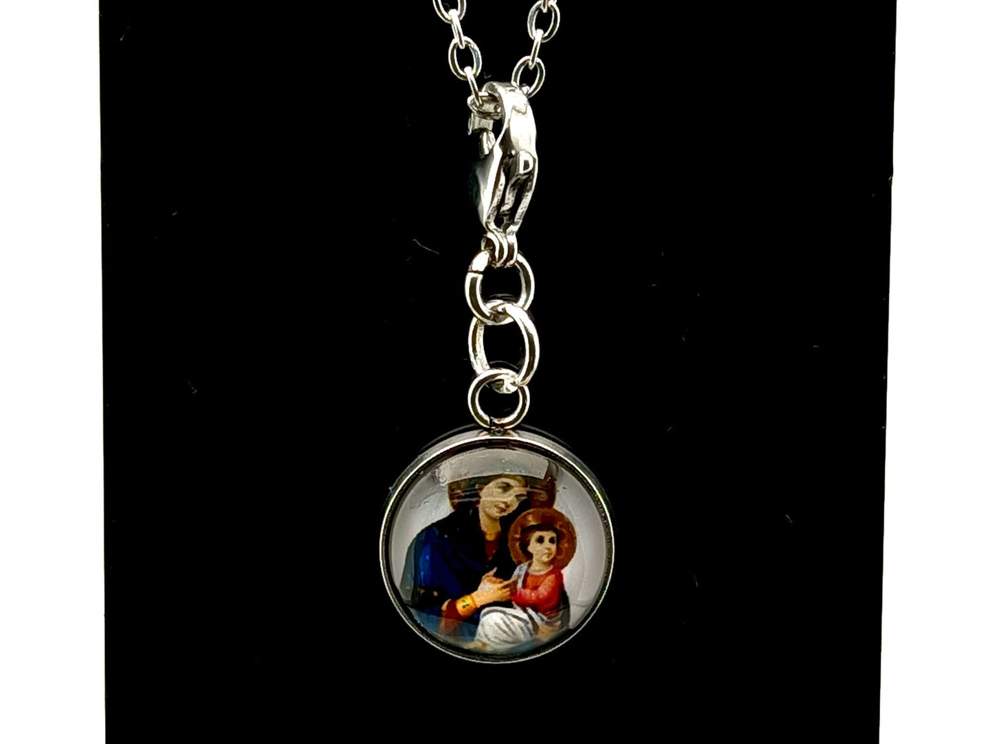 Our Lady Helper of Christians unique rosary beads purse clip with stainless steel medal and clip.