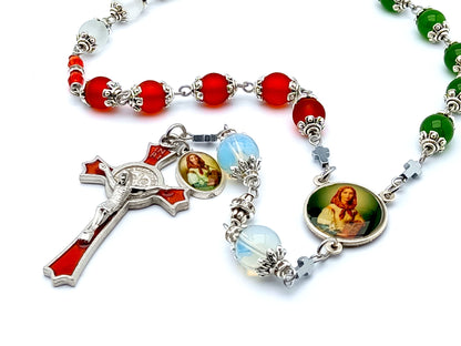 Saint Dymphna prayer chaplet in glass and gemstone beads.