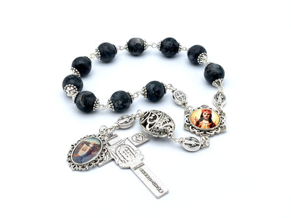 Christ the King single decade gemstone rosary Veronicas veil crucifix and medal.