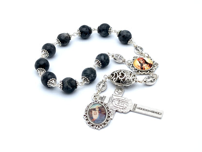 Christ the King single decade gemstone rosary Veronicas veil crucifix and medal.