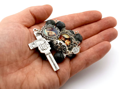 Christ the King single decade gemstone rosary Veronicas veil crucifix and medal.