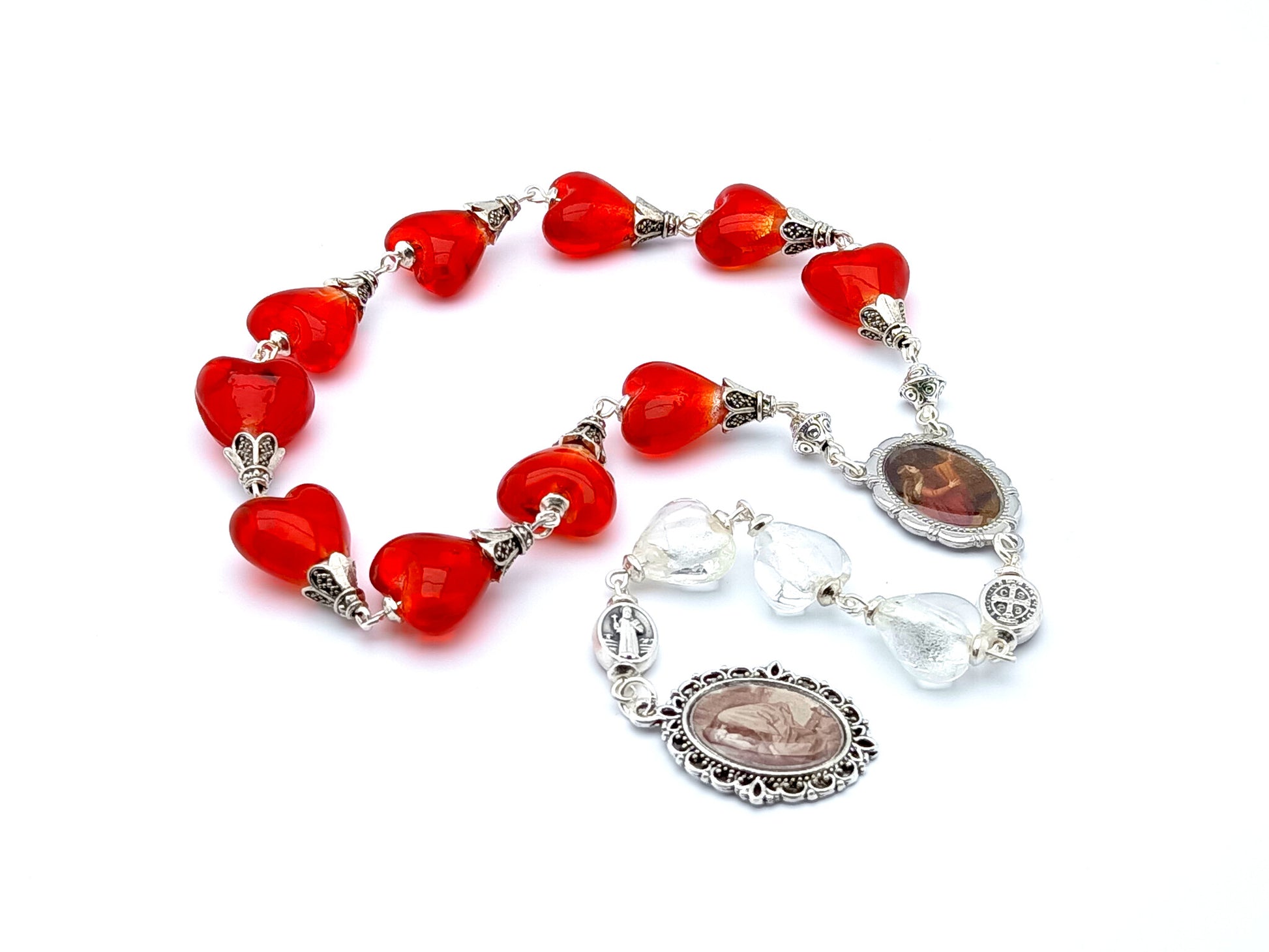Red Glass Heart Beads