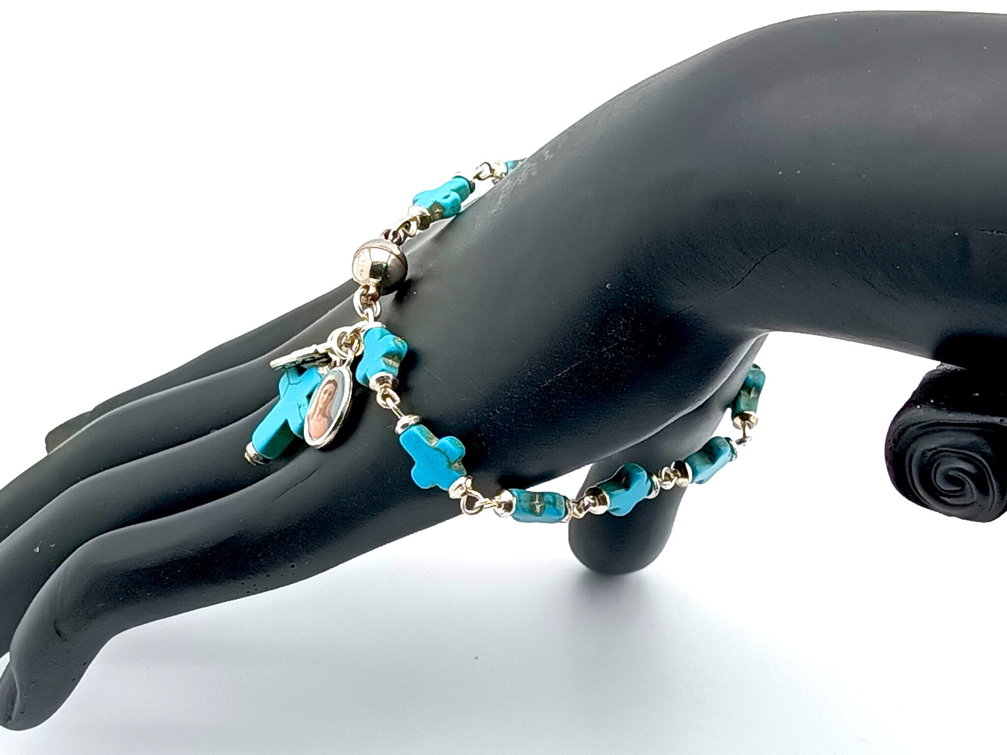 Evil Eye Turquoise, Lapis, & Emerald Rosary Bracelets - Bloom Jewelry