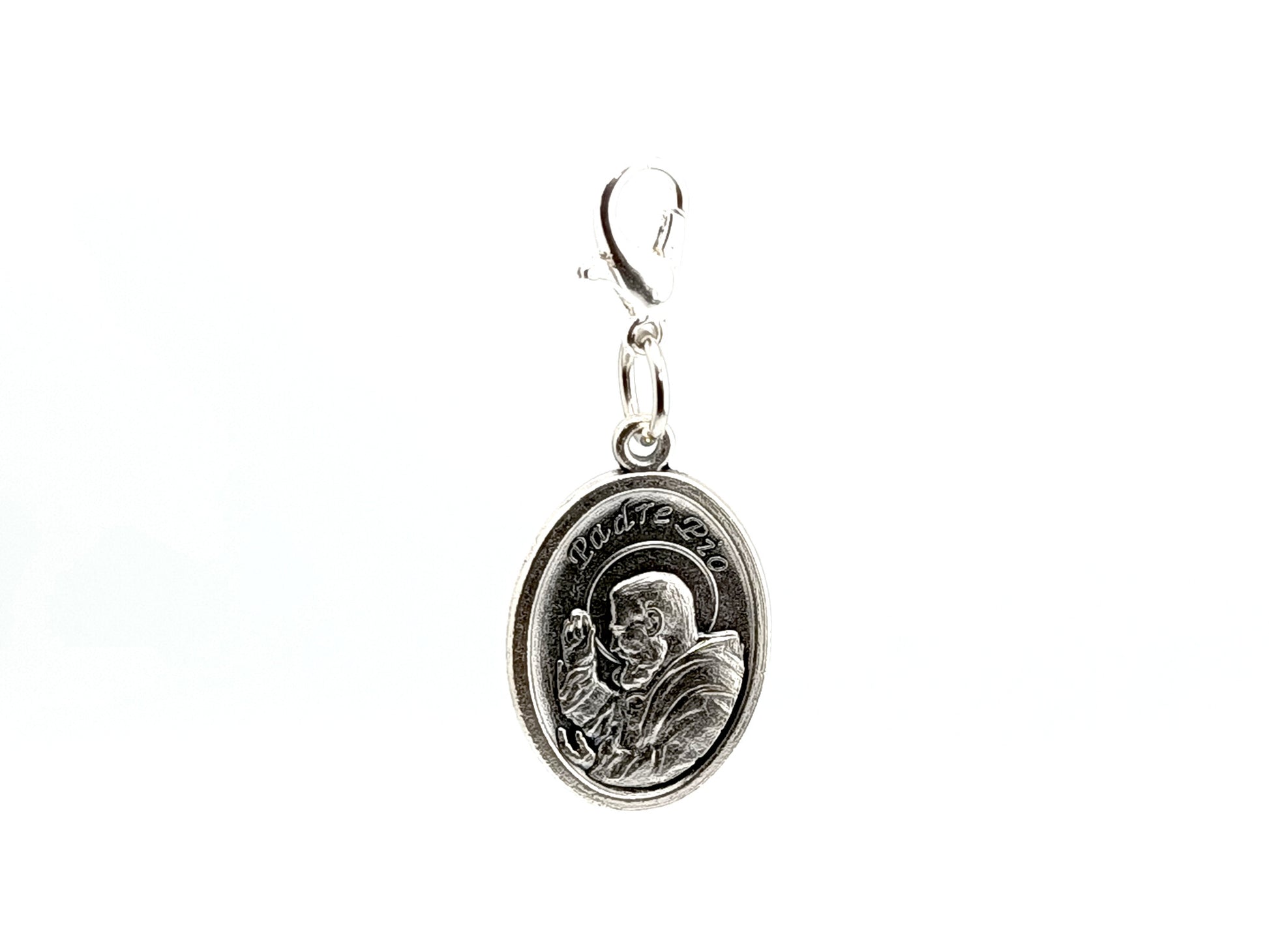 Saint Padre Pio unique rosary beads metal alloy relic touch medal.