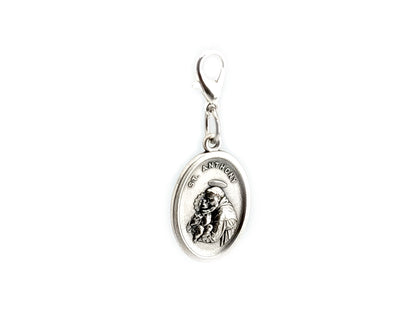Saint Anthony unique rosary beads devotional alloy medal with silver plated lobster clasp.