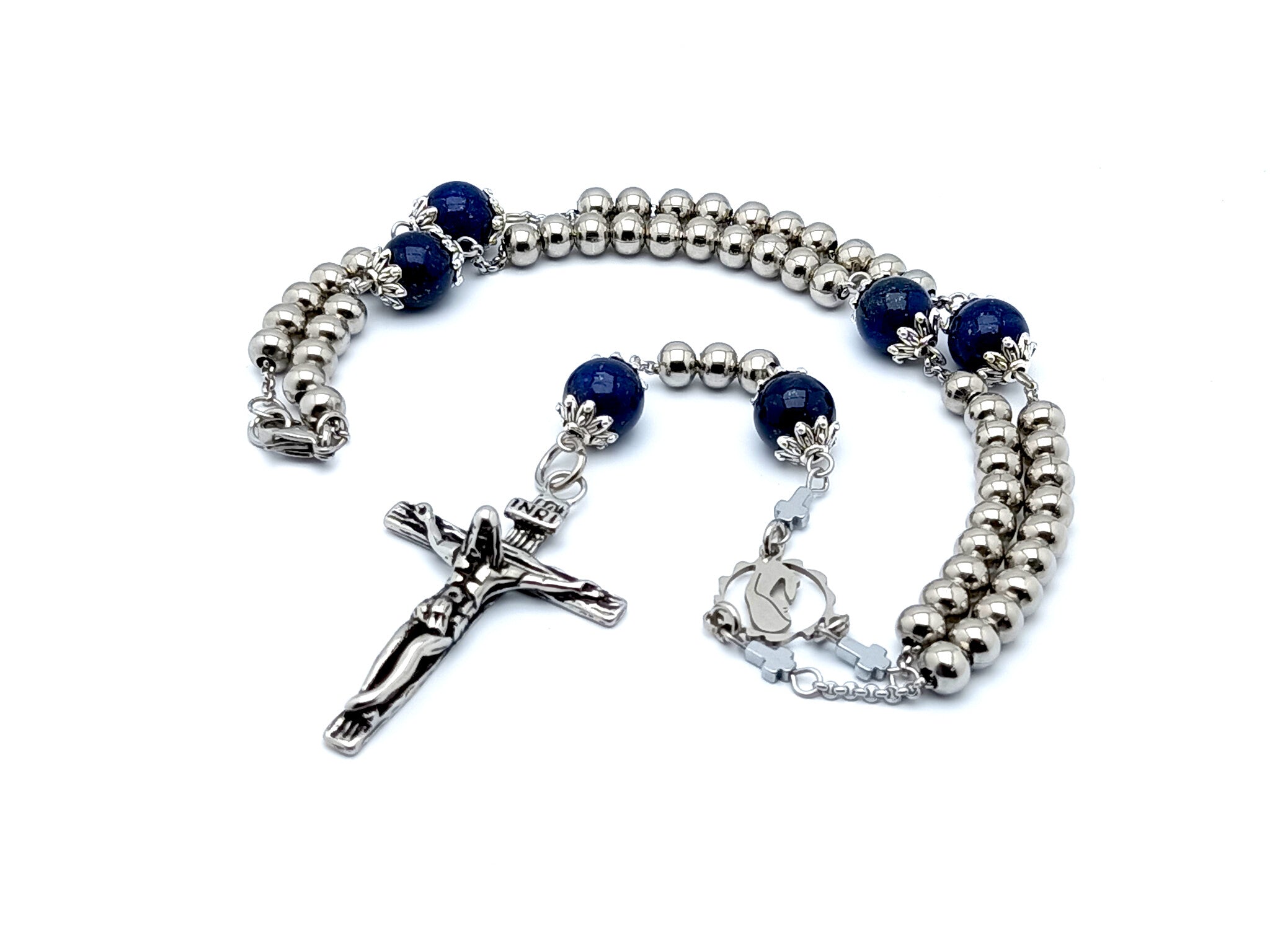 Virgin Mary necklace 2024 with lapis beads