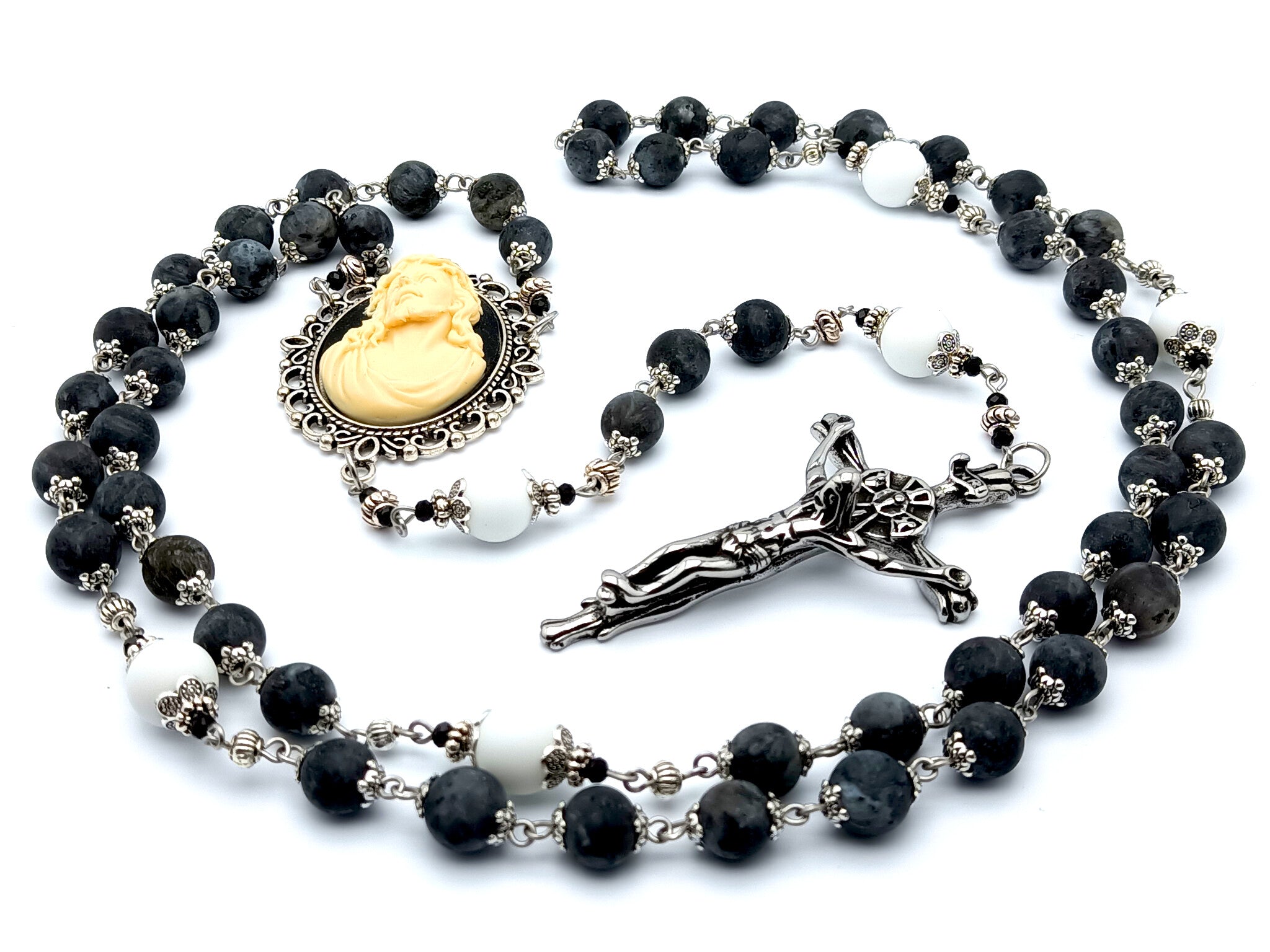 Labradorite and outlets Silver St Benedict Rosary