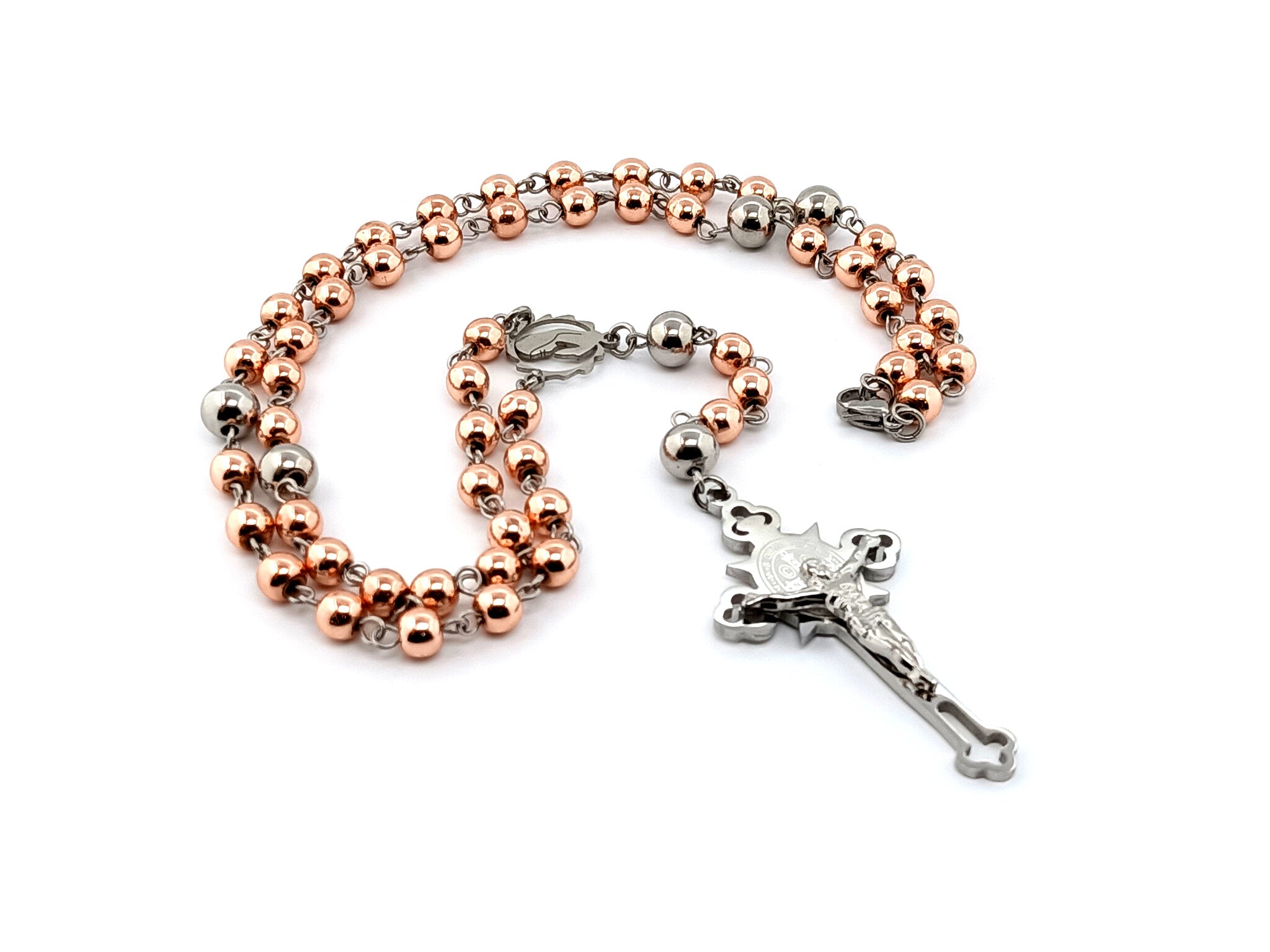 Bead Stainless Steel Virgin Mary Rosary Necklace Golden Y - Temu