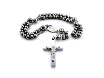 Miraculous medal unique rosary beads stainless steel rosary beads with Saint Benedict stainless steel crucifix.