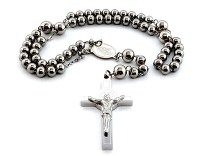 Miraculous medal unique rosary beads stainless steel rosary beads with Saint Benedict stainless steel crucifix.