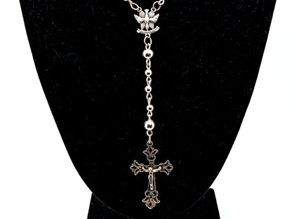 Holy Spirit 925 sterling silver unique rosary beads wearable rosary beads with 925 sterling silver Our Father beads and sterling silver filigree crucifix.