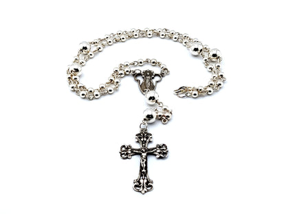 Our Lady of Grace and The Sacred Heart of Jesus unique rosary beads  925 sterling silver wearable rosary beads with sterling silver Our father beads and crucifix.