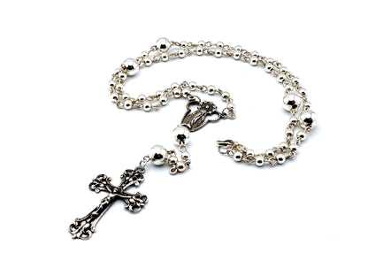 Our Lady of Grace and The Sacred Heart of Jesus unique rosary beads  925 sterling silver wearable rosary beads with sterling silver Our father beads and crucifix.