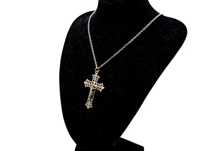 925 sterling silver unique rosary beads filigree design wearable crucifix and stainless steel 18" chain.