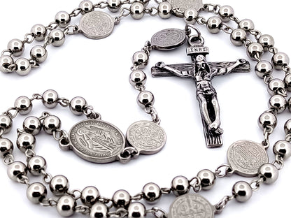 Miraculous medal stainless steel unique rosary beads rosary beads with Saint Benedict linking medals.