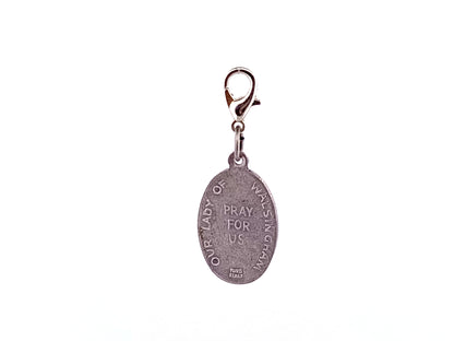 Our Lady of Walsingham unique rosary beads medal key fob with lobster clip.