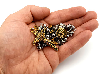 Miraculous medal unique rosary beads gold plated stainless steel rosary beads with gold cross linking beads.