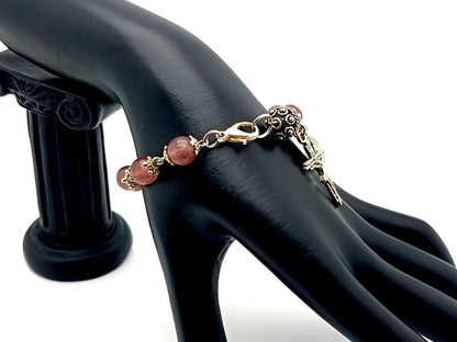 Our Lady of Fatima gemstone single decade rosary bracelet with Miraculous medal.