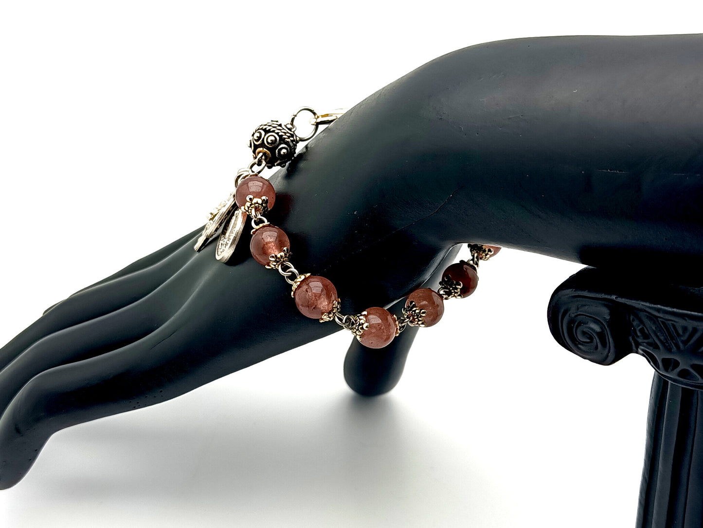 Our Lady of Fatima gemstone single decade rosary bracelet with Miraculous medal.