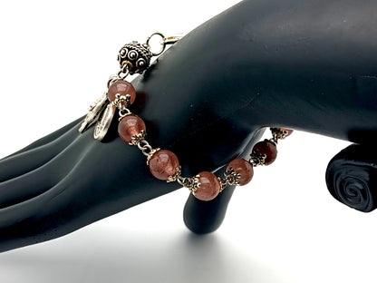 Our Lady of Fatima gemstone single decade rosary bracelet with Miraculous medal.