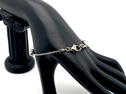 Our Lady of Sorrows unique rosary beads stainless steel single decade rosary bracelet with linking cross.