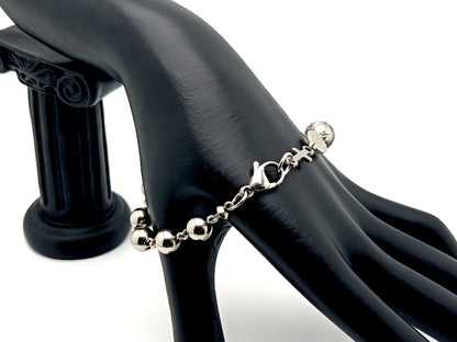 Men's unique rosary beads jasper gemstone and stainless steel single decade rosary bracelet with linking Miraculous medal.