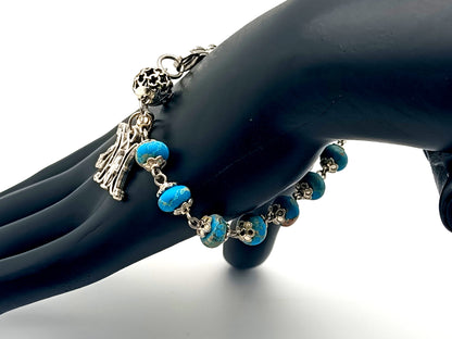 Miraculous medal unique rosary beads rondelle jasper gemstone single decade rosary bracelet with lattice Our father bead.