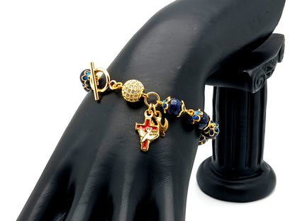 Holy Spirit unique rosary beads lapis lazuli gemstone single decade rosary bracelet with 18K gold plated crystal Our father bead.