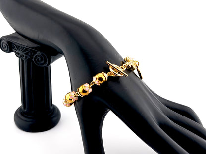 Miraculous medal unique rosary beads gold plated hematite gemstone single decade rosary bracelet with gold plated cubic zirconia cross.