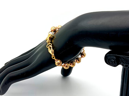 Unique rosary beads Cubic Zirconia 18K gold plated single decade rosary bracelet with gold plated cubic zirconia cross.