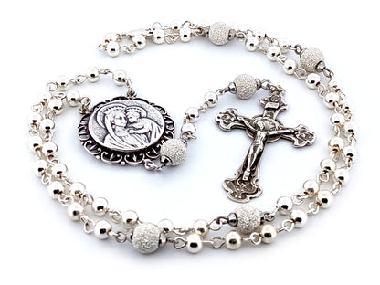 Our Lady of Perpetual Help unique rosary beads 925 sterling silver wearable rosary with sterling silver Art Nouveau style crucifix.