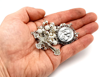Our Lady of Perpetual Help unique rosary beads 925 sterling silver wearable rosary with sterling silver Art Nouveau style crucifix.