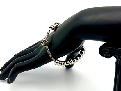 925 sterling silver unique rosary beads single decade rosary bracelet with stainless steel beads and solid silver cross.