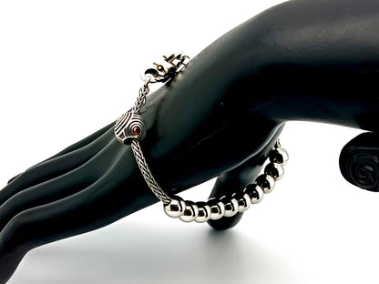 925 sterling silver unique rosary beads single decade rosary bracelet with stainless steel beads and solid silver cross.